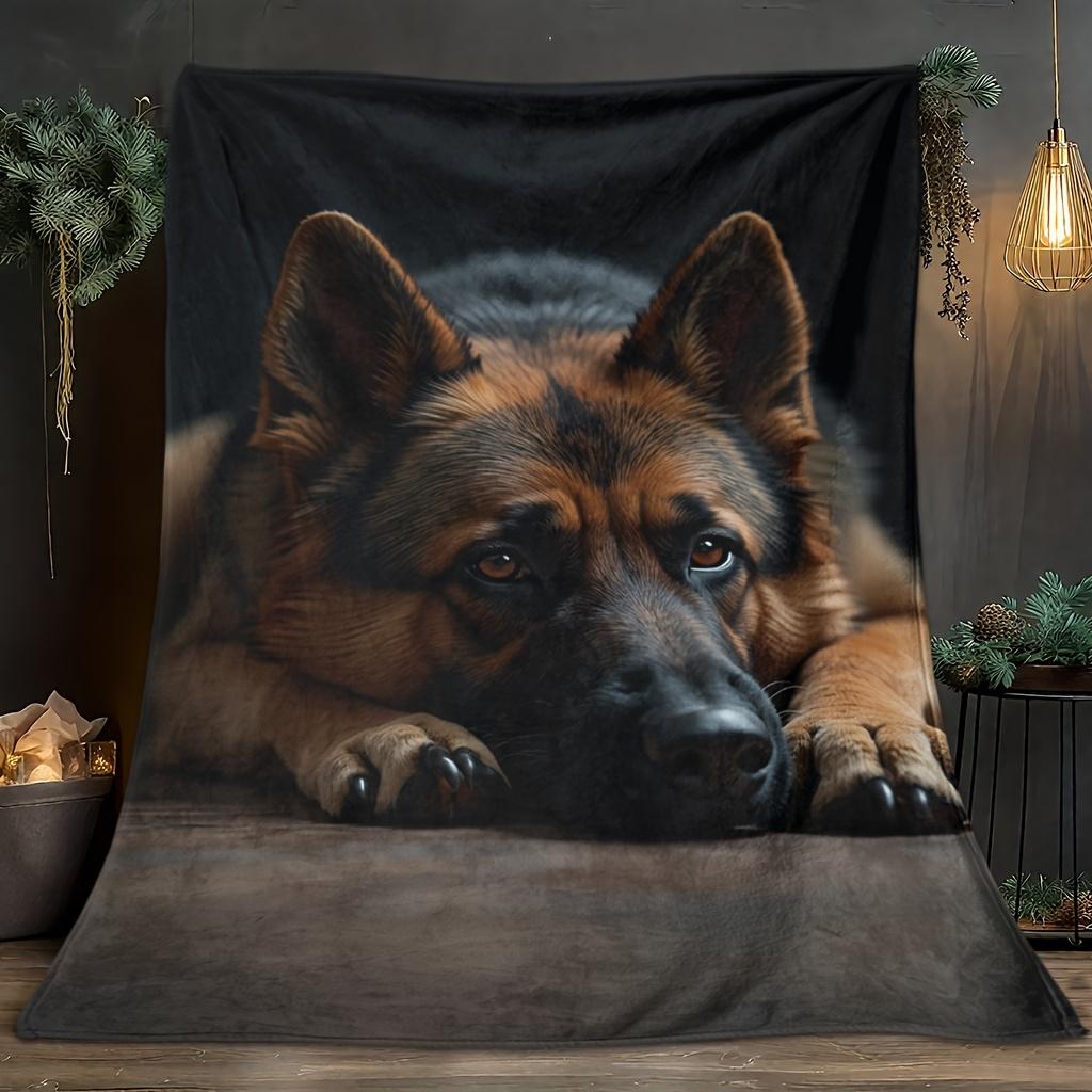 Realistic German Shepherd Dog Portrait Blanket Throw Cozy Fleece Pet Lover Gift for Dog Mom Dog Dad Home Decor
