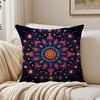 Darkcolored Mandala Floral Pattern Pillow Case Organic Short Plush Cushion Covers Breathable Washable WrinkleResistant