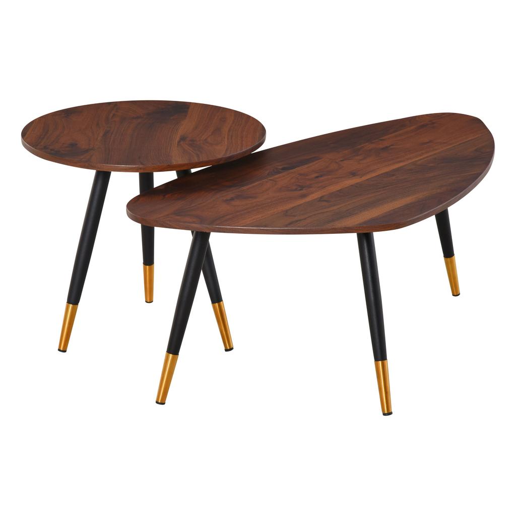 Set of Two Scandinavian-Style Coffee Tables - Walnut