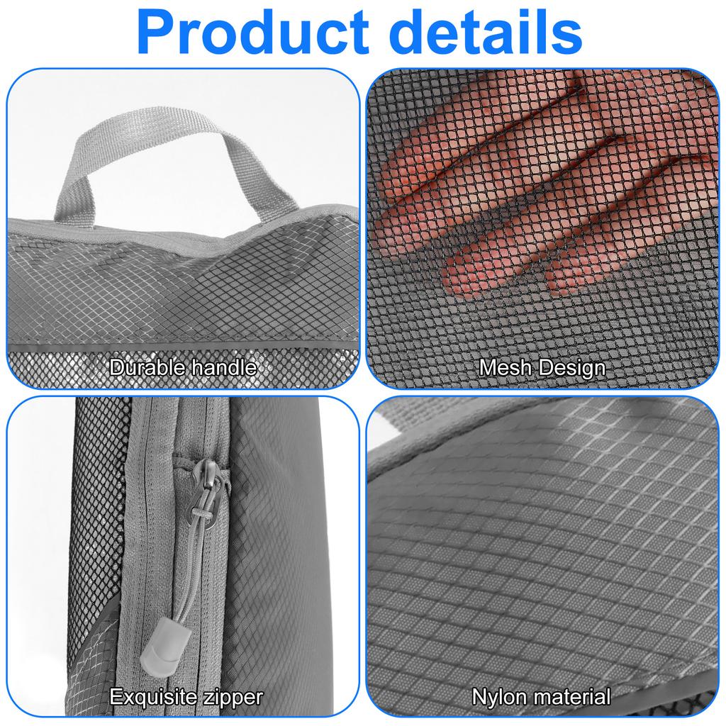 6PCS/Set Compressed Packing Cubes Travel Storage Organizer Set Nylon Luggage Suitcase Organizer Bags Space Saving Packing Cubes