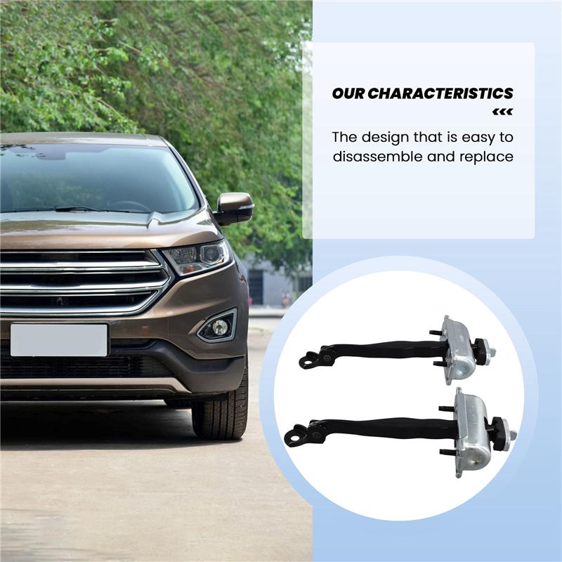 2PCS Front Door Hinged Check Strap Limit Rod Stop FT4B-R23552-AB For Ford Edge 2015- FT4BR23552AB Door Hinged Strap BlackSilver
