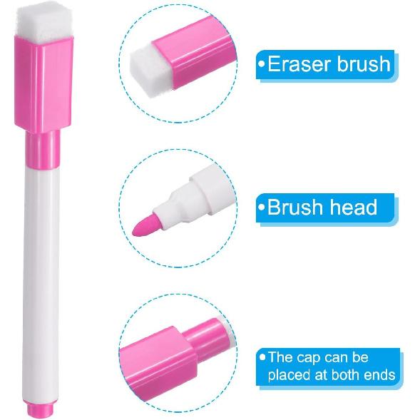 PATIKIL Dry Erase Marker Pens, 100 Pack Rose Red Ink Fine Point Low Odor Whiteboard with Eraser Cap for Office Home Classroom, White Pen Rod