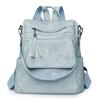 Women's Soft Leather Backpack Large Capacity Student Commuter Schoolbag Tassel Travel Backpack