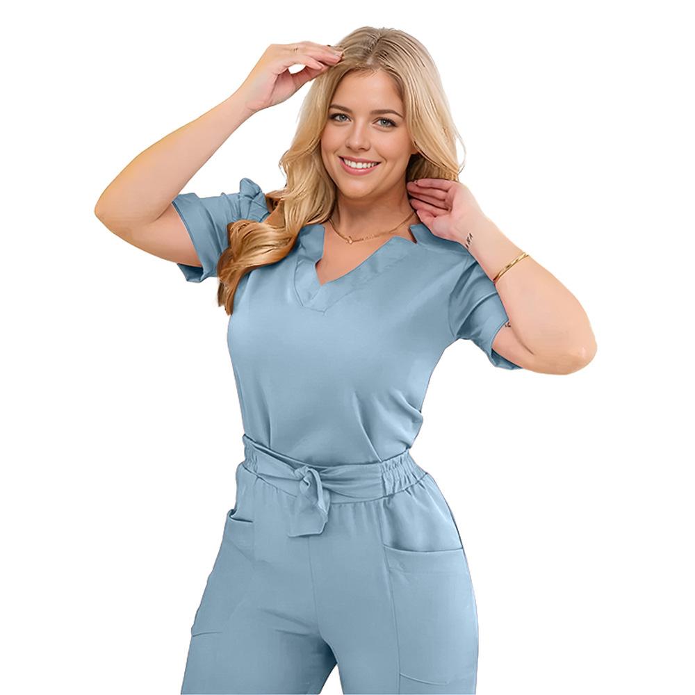 Women's Summer Short-sleeve Hospital Dental and Oral Clinic Work Clothes Nurse Clothes Hand Washing Clothes