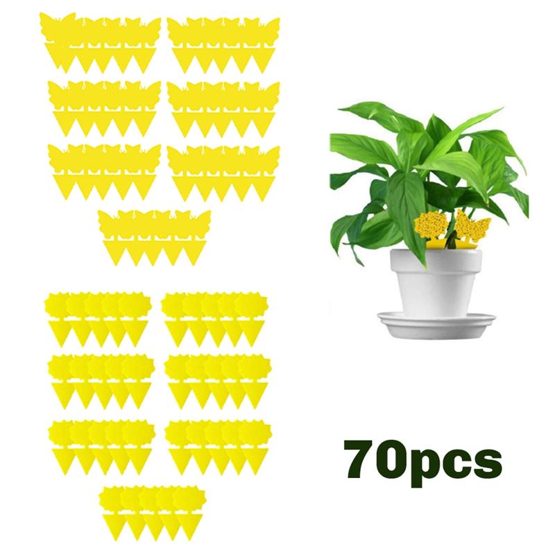 ABWR-Multi-Sized Sticky Trap For Flying Insects-70 Pcs, Fits Most Pot Sizes, Yellow Color For Indoor& Outdoor Use