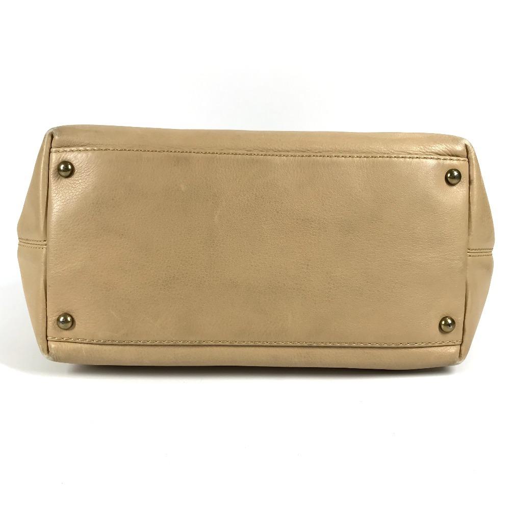 CHANEL Turnlock CC CC Mark Bag Tote Bag Hand Bag Leather Beige