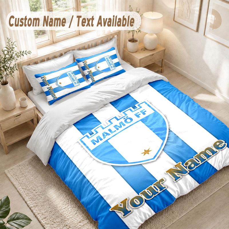 Custom Name Bedding Set 3 PiecesMalmö FF Print Duvet Cover + 2 Pillowcases Soft Bed Decor