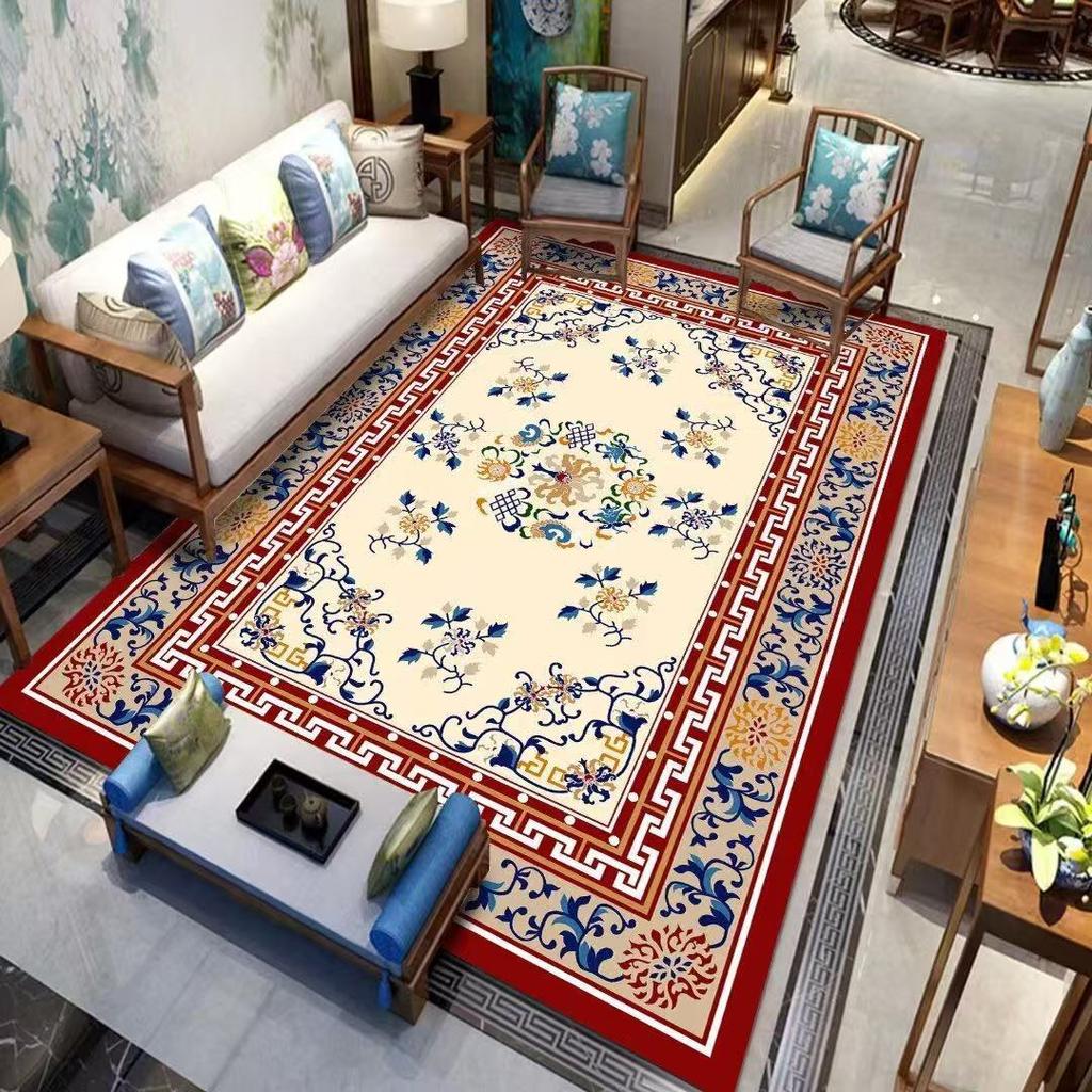 New Chinese Style Living Room Carpet Retro Anti Slip Sofa Coffee Table Carpet Resistant To Dirt and Easy To Maintain
