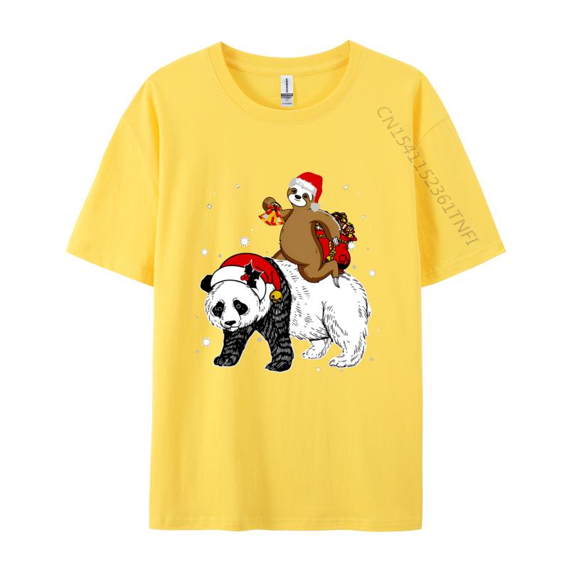 Santa Sloth Riding Panda Lover Funny Tshirts Tees Coupons Funny Tshirt Cotton Boy T Shirt Leisure Luxury T Shirt