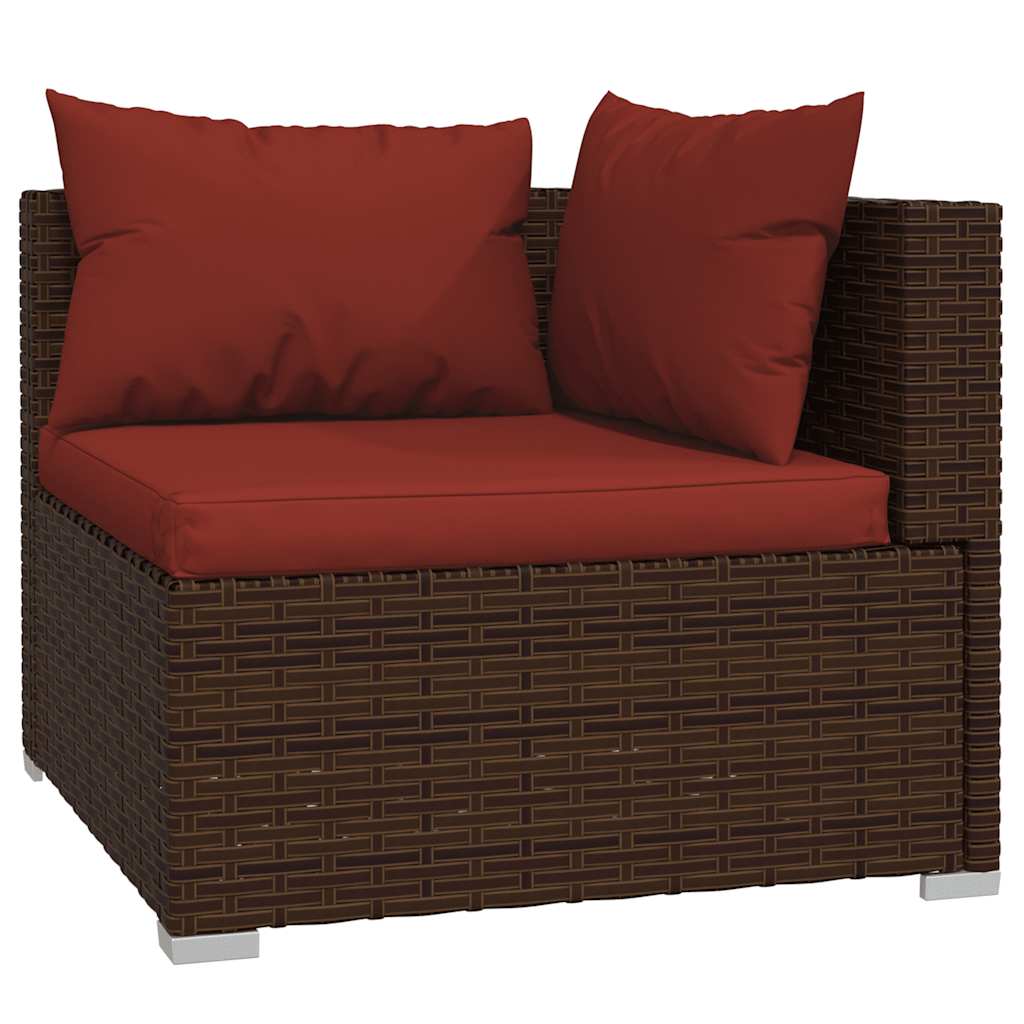 Vidaxl 5-Cz. Garden Lounge Set, Cushions, Polyrattan, Brown
