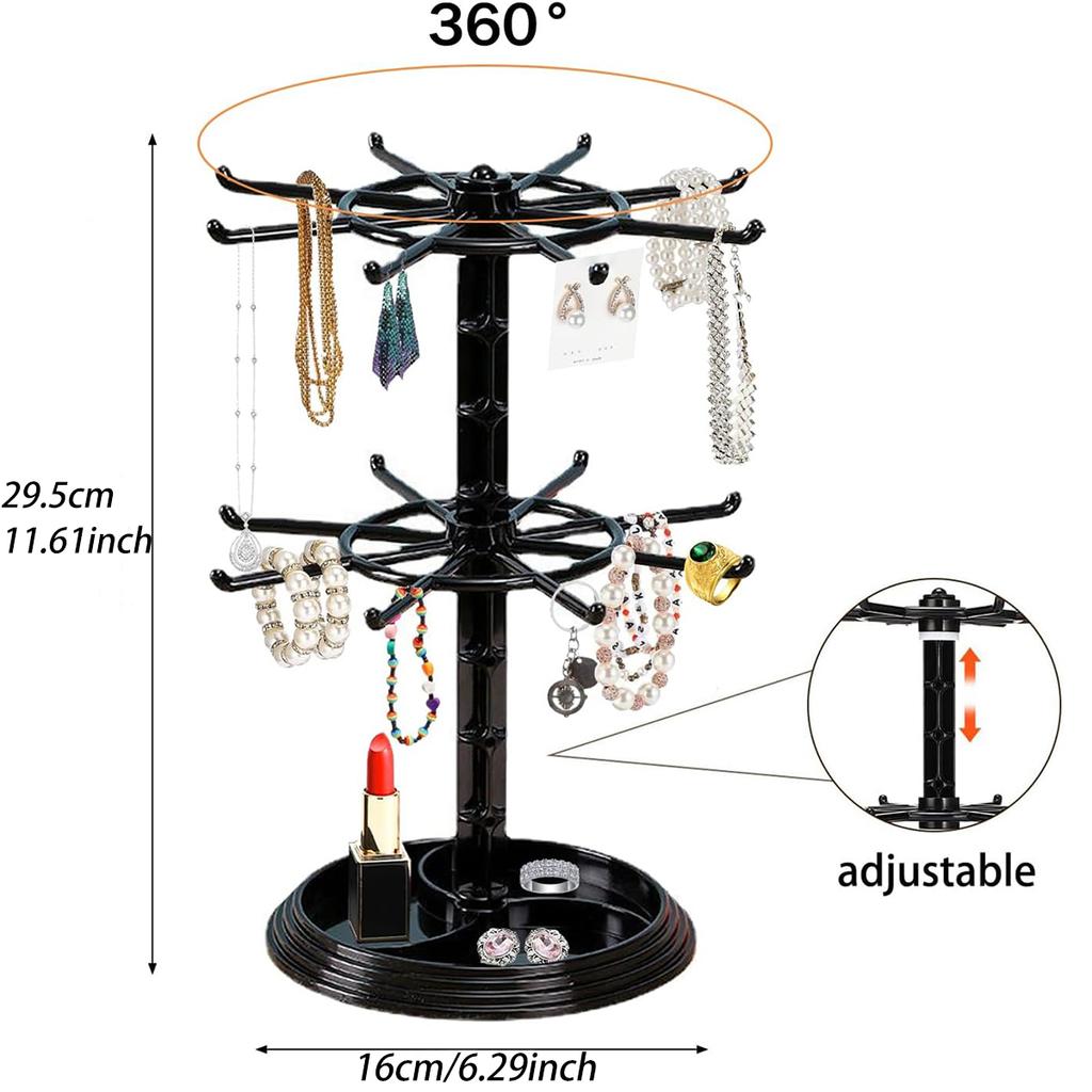 1 Stück 2. / 3. Etage drehbarer Schmuckaufbewahrungsständer Halsketten-Displayständer drehbarer Schlüsselanhänger Armband-Aufbewahrungsständer perfektes Weihnachtsgeschenk