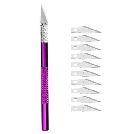 

Engraving Cutter with Blade Metal Handle, Craft Carving, Sculpture Paper, Non-Slip Knife, DIY Repair, Leather Tools фіолетовий