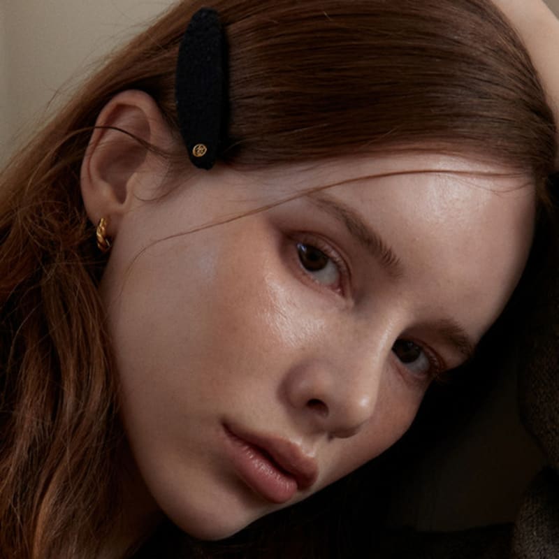 

OVLA classic jacquard hair pin_black HP009 black - short type