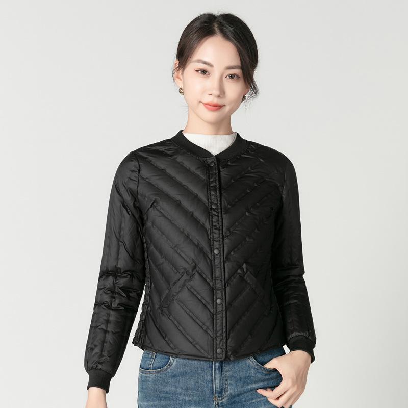 Dámská lehká péřová bunda slim fit - Hřejivá zimní základní vrstva a svrchní oděv