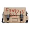 X Basquiat Collaboration Track 27 Graffiti Print Flap Leather Crossbody Bag Men Bags Off-White C5425-QBT04
