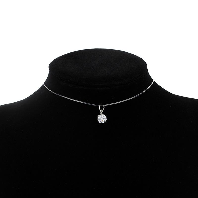 

Douyin same jewelry, simple and transparent invisible fishing line zircon necklace, European and American diamond-encrusted non-fading neck chain