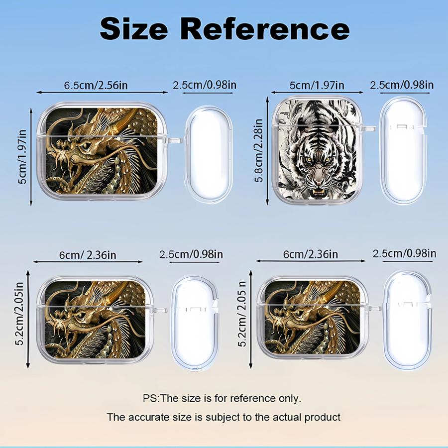 Case For Airpods 1 Pro3 Pro Pro2 4 2 3 Clear Earphone Cases Cover Animal Tiger Dragon