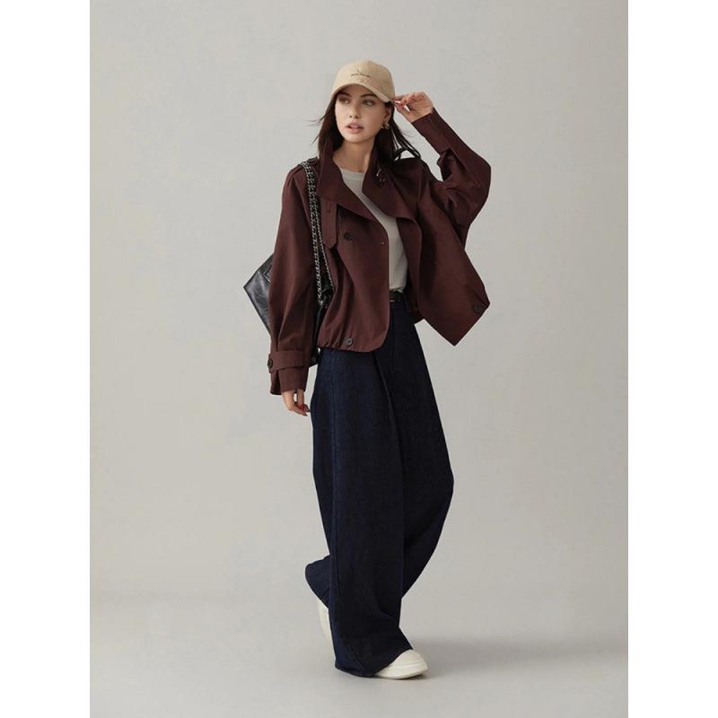 

Ladies Fashion Stand Collar Short Jacket - European & American Petite, Spring/Autumn Collection Large