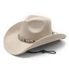 JYL TS DIY Windproof Cowboy Hat Unisex Suede Curved Brim Western Felt Hat