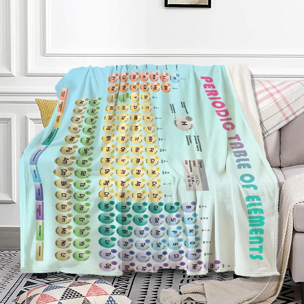 Periodic Table of Elements Printed Blanket for Sofa Bed Travel Camping Living Room Office Conditioning Blanket