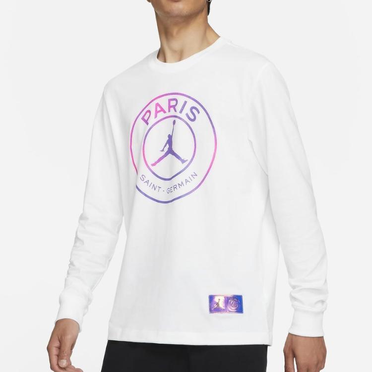 Air Jordan x Paris Saint-Germain Long-Sleeve Tee White Men Tops CZ0792-100
