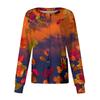 Women's Casual Long Sleeve Button Front Cardigan with Leaf Floral Print - Caregiver Uniform Top