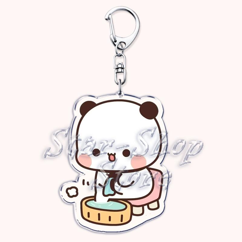 Cute Bubu Love Dudu Yier Keychains Couple Bear Panda Keyrings for Accessories Bag Pendant Key Chain Jewelry Fans Lovers Gifts
