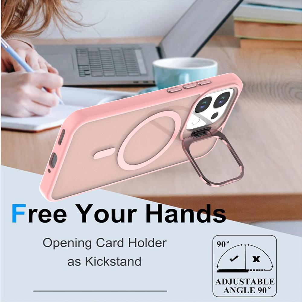 KEYSION Lens Stand Magnetic Phone Case for MagSafe for OPPO A6 Pro 5G Matte Translucent Shockproof Back Cover for OPPO A6 Pro