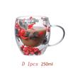 250/350ml Double Wall Coffee Mug With Handles Clear Milk Cups Gifts High Borosilicate Glass Cup Fill Simulated Flowers Teacup