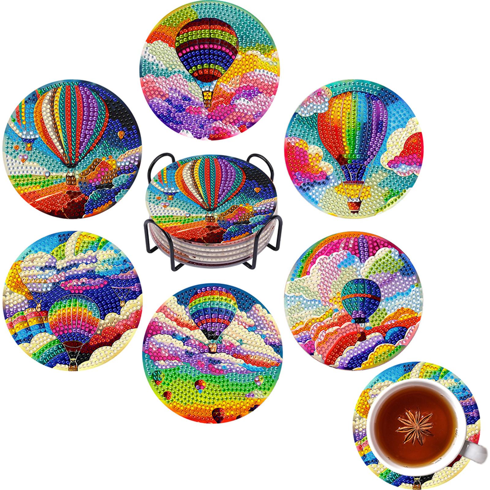 

6Pcs Diamond Painting Coasters Balloon DIY Diamond Art Coaster DIY Diamond Crafts Projects for Adults Gift