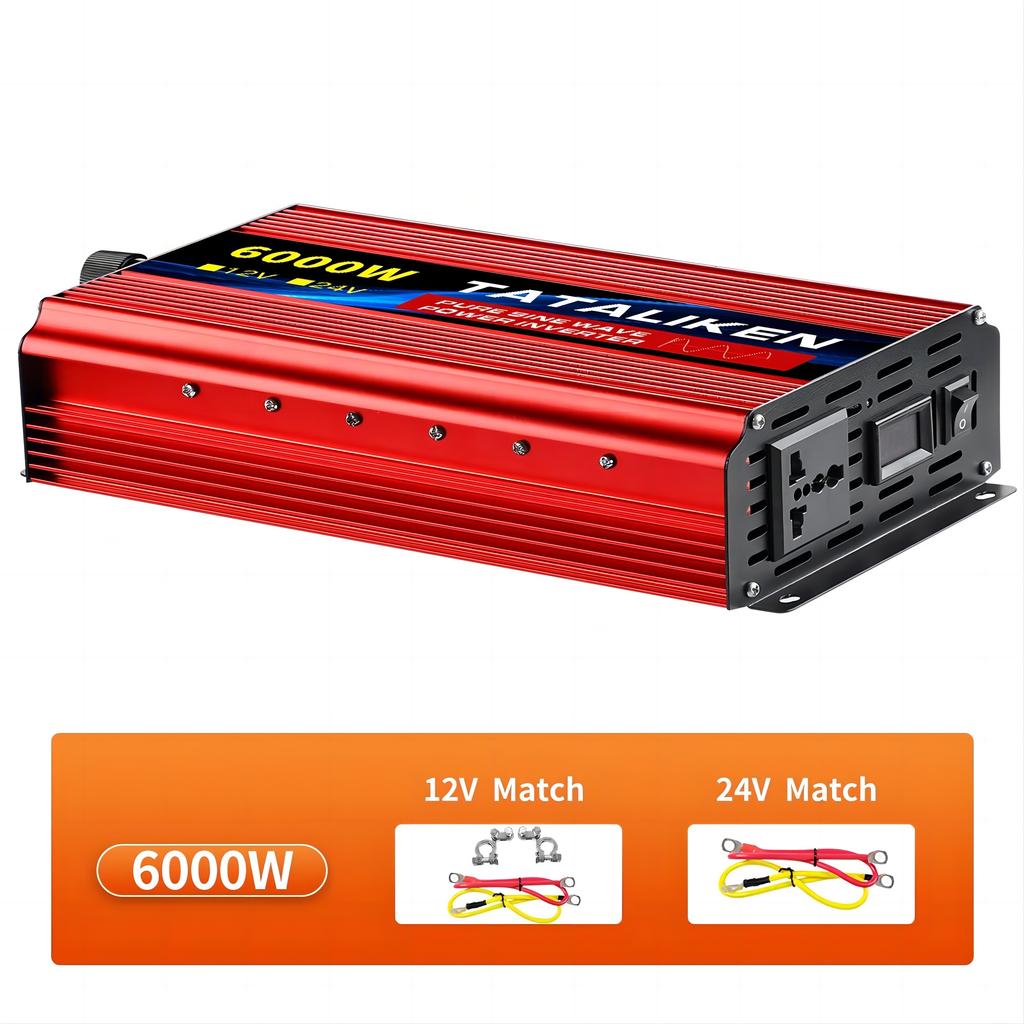 Pure Sine Wave Inverter 1000W-4000W DC 12V and 24V To AC 220V 50hz Power Inverter Charger Adapter Universal Socket