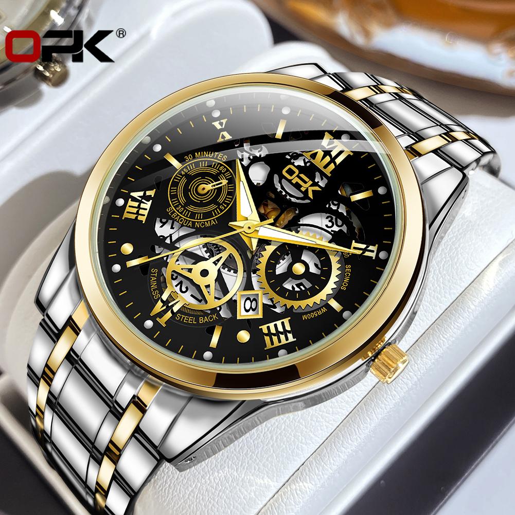 OPK 8135 Mens Watch New Fashion Brand Luxury Quartz Watch Stainless Steel Watches For MenWaterproof Chronograph Automatic Watch