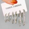 3 Pairs Different Size Crystal Earrings Full Shiny Rhinestone Jewelry Gifts Hoop Earrings  Women
