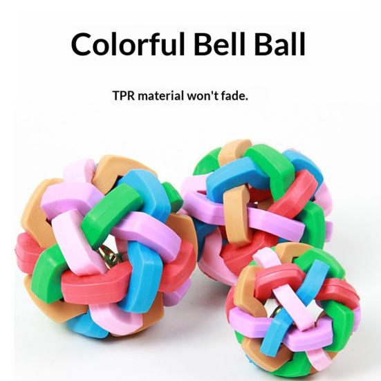 Dog Jingle Ball Chew Toy Colorful Rubber Interactive Ball with Bell Puppy Teething Toy for Small Medium Dogs Pet Training
