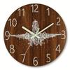 8" Silent Luminous Wall Clock, Wood Grain MDF, Fluorescent Quartz Clock