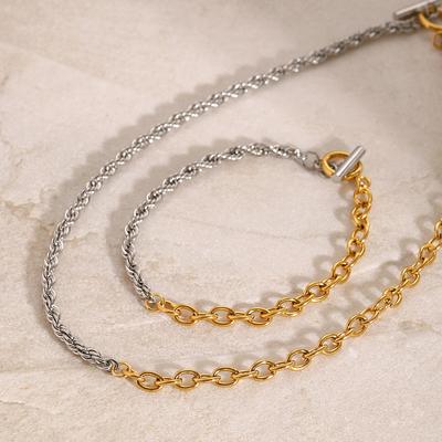 Europäischer und amerikanischer Edelstahl Farbabstimmung schlichter Ring Halskette Nische Ins Armband Titanstahl Halsband