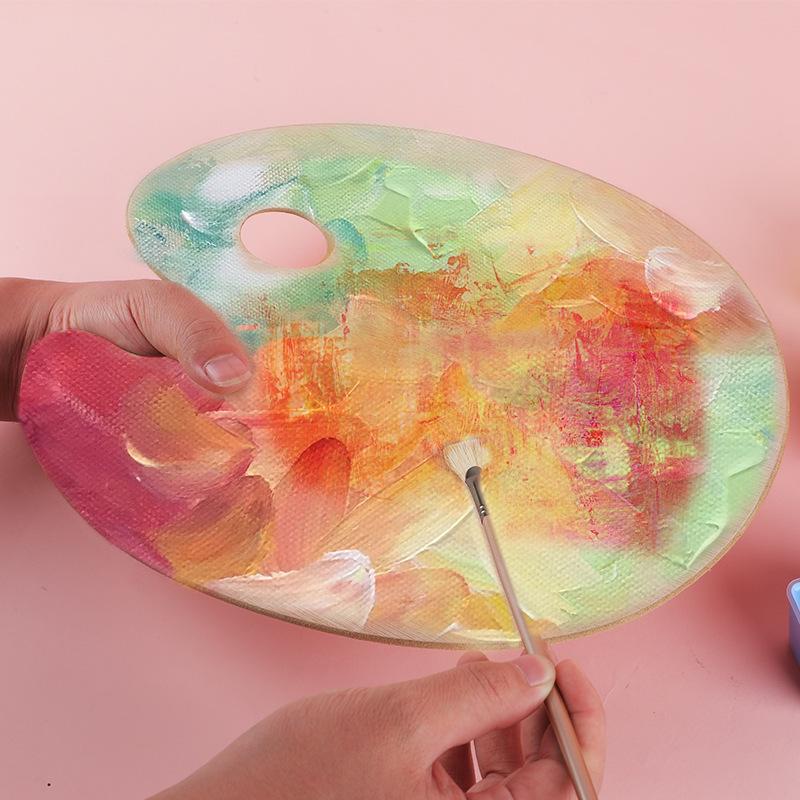 Large Oval Wooden Paint Mixing Palette for Oil and Gouache