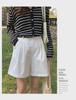 Retro Combed Cotton High Waist Bermuda Shorts - Women's Casual Summer Loose Fit