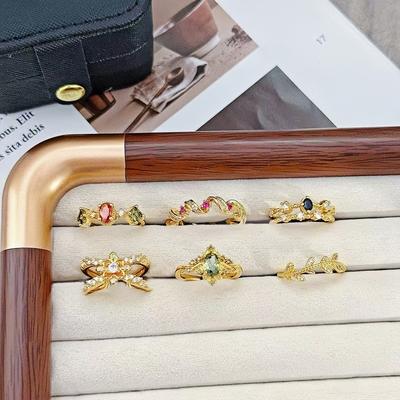 Medieval Vintage Retro Stacked Colored Zircon Temperament Ring Female Niche Design Sense Light Luxury Colored Treasure Ring