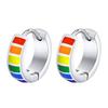 Vnox Rainbow Hoop Earrings for Men Women, Waterproof Stainless Steel 4*13mm Huggie Earrings, LGBTQ Friendly Pride Jewelry Gifts