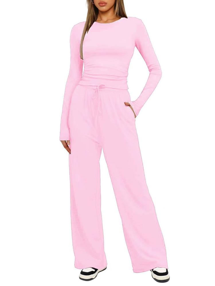 Nivea Women's Casual Long Sleeve Top and Wide Leg Pants Set in Multiple Colors