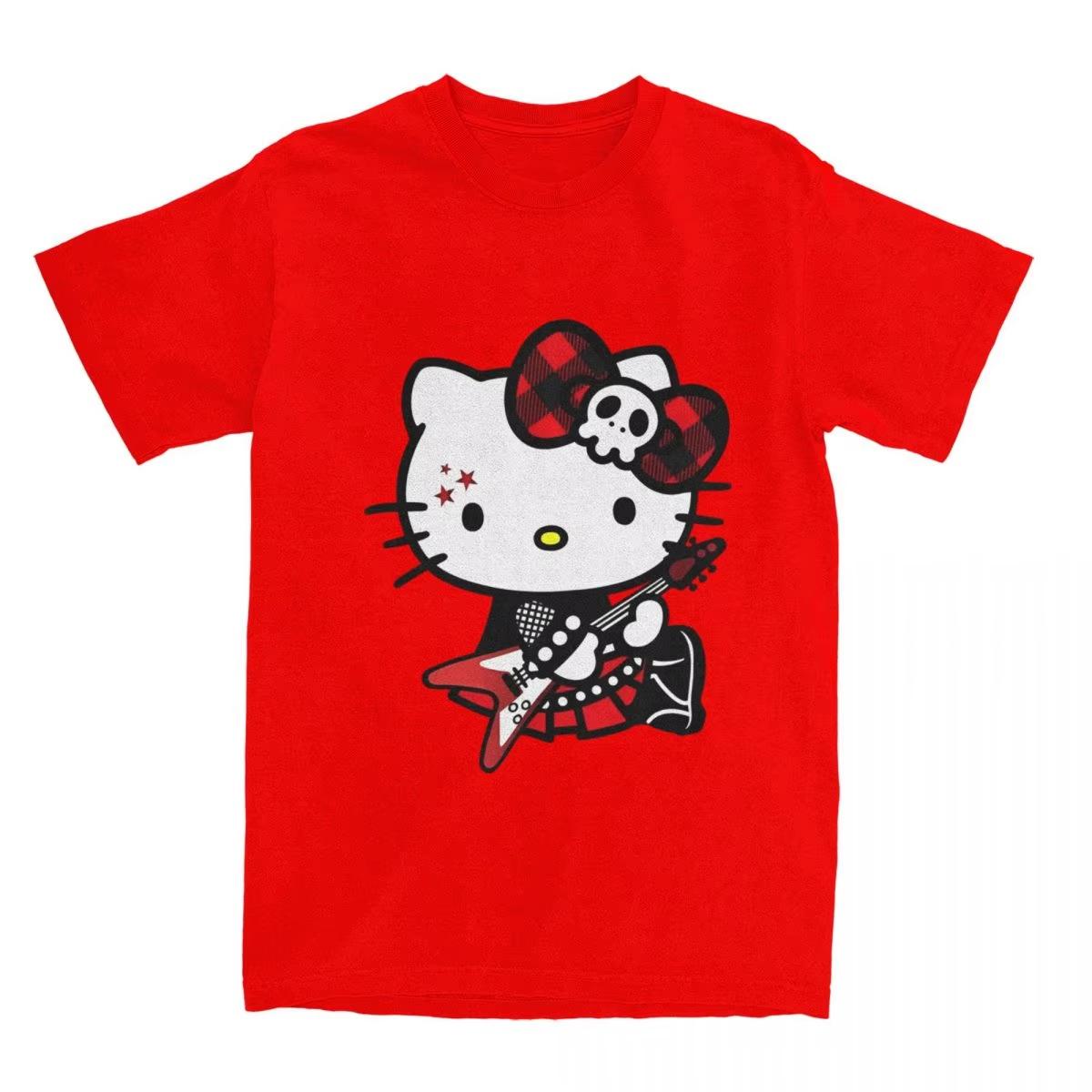 

Unisex Hello Kitty Cute Cartoon Japanese Vintage Cotton Tops YK Basic Comfortable Summer Womens Tshirt Minnie Mouse Tops S