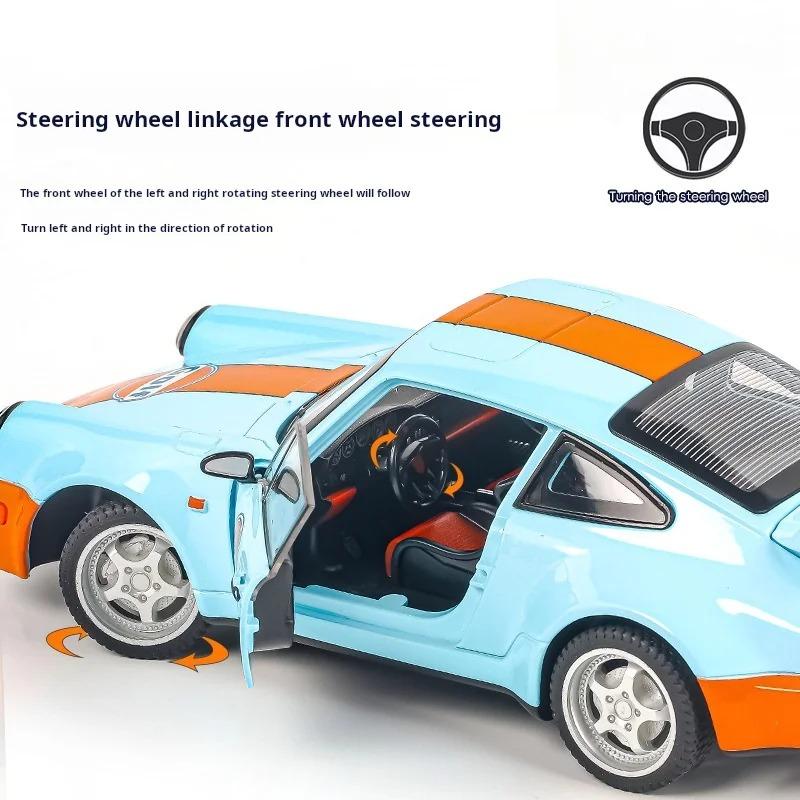 1/24 Ölçekli Porsche 964 Alaşım Araba Diecastlar ve Oyuncak Araçlar Araba Modeli Ses ve Işık Geri Çekmeli Araba Çocuklar İçin Oyuncaklar Hediyeler
