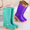 High tube rain shoes women's fashion outer wear non-slip and anti-platform rubber shoes adult long velvet soft-soled rain boots