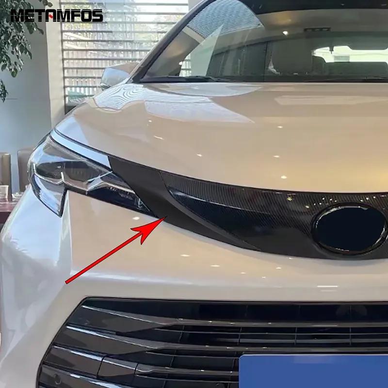 For Toyota Sienna -2024 2025 Carbon Fiber Front Upper Grille Racing Grill Strip Cover Molding Trim Accessories Car Styling