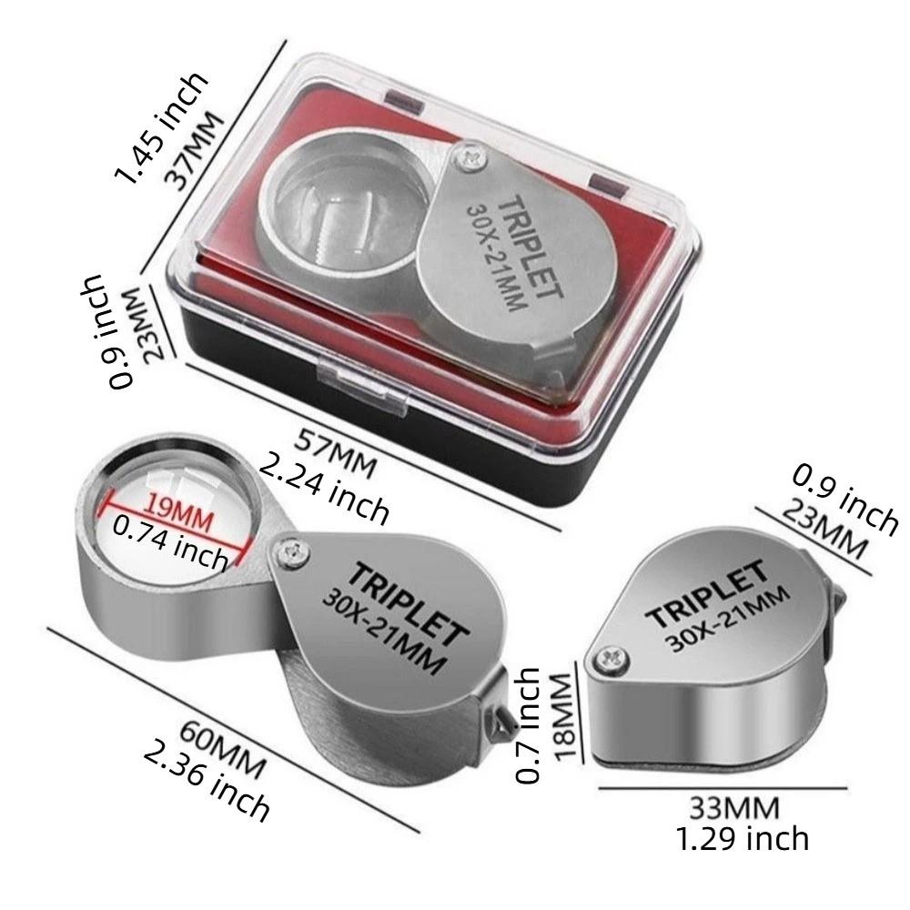 10x 20x 30x 21mm Zinc Zinc Alloy Jewelry Magnifying Glass Folding Magnifying Lens Jewelry Identification