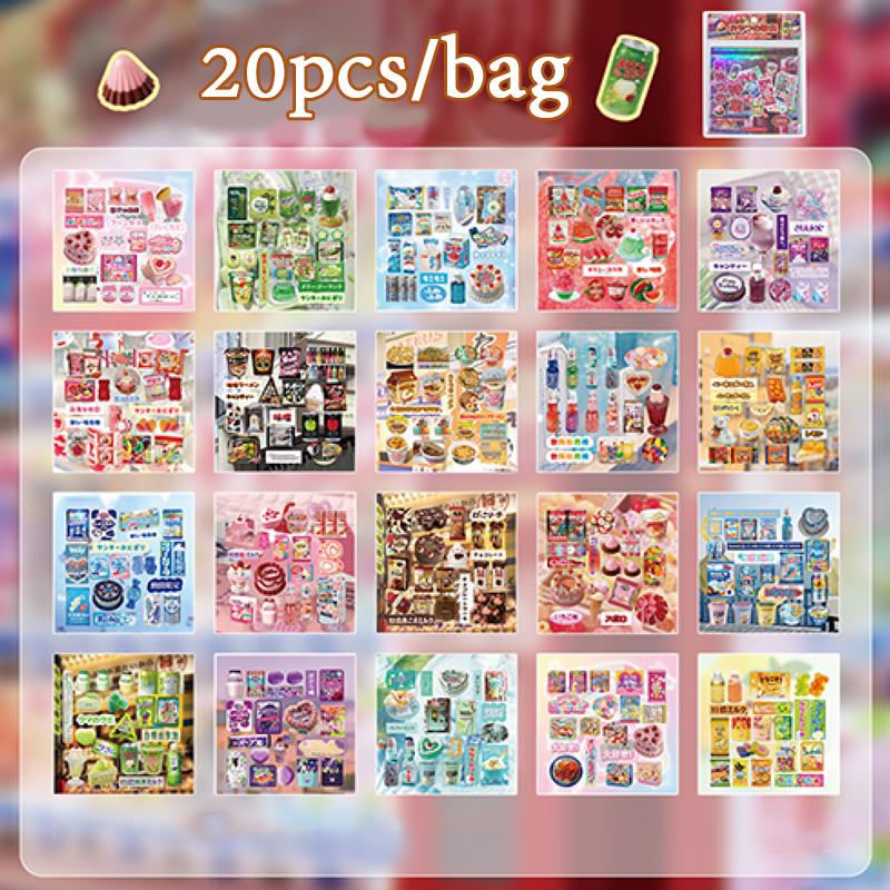 20 Sheets/PET Kawaii Japanese Ancient Wind Cut Film Sticker Book Handbook Material Mobile Phone Decorative Sticker Book