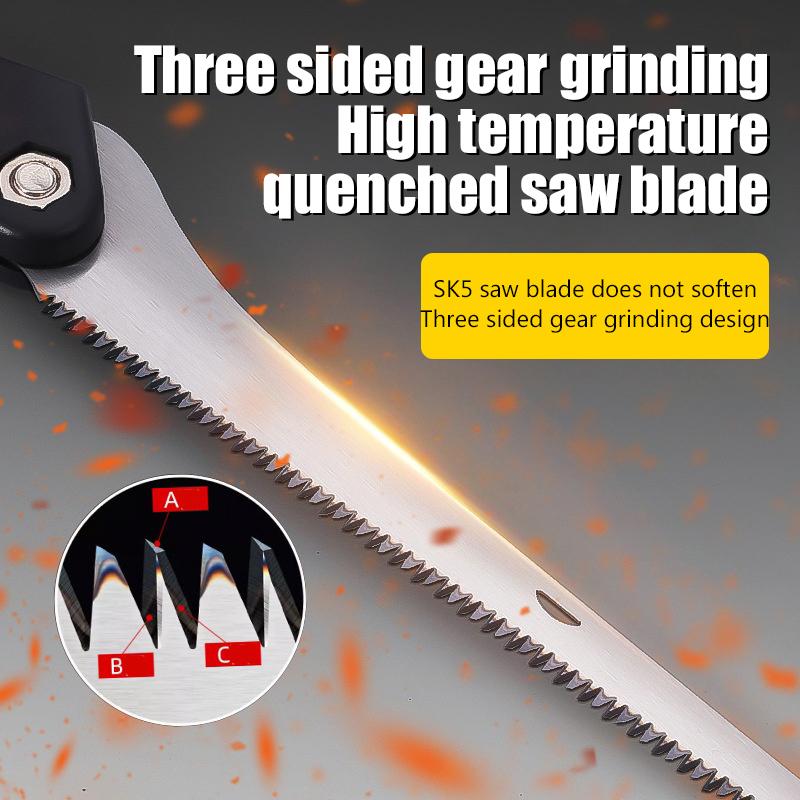 Manual Folding Saw Sk5 Steel One-Button Folding Design Hand Saw Ergonomic Non-Slip Grip Handle Sharp Cutting Wood Garden Saw