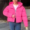 BITCED Minimalist Hooded Short Down-Filled Cotton Jacket Casual Puffer Jacket Lightweight Cotton Coat