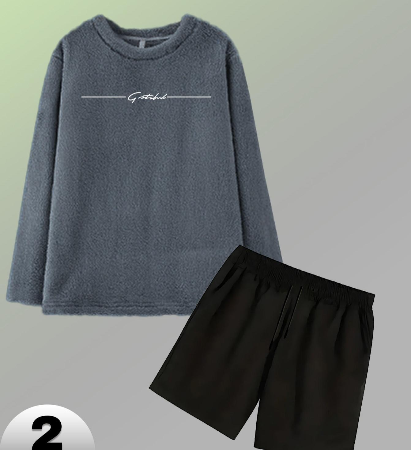 

Мужской повседневный фланелевый комплект для отдыха, дышащий и теплый XXL серый